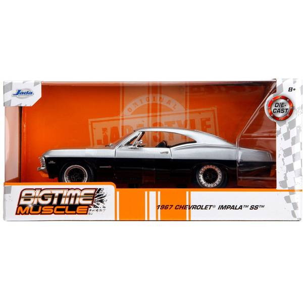 【新品即納】[MDL] BIGTIME MUSCLE(ビッグタイム マッスル) 1/24 1967 シェビー インパラ SS シルバー/ブラック 完成品 ミニカー(JADA35217) Jada Toys(ジャダトイズ)(20250131)