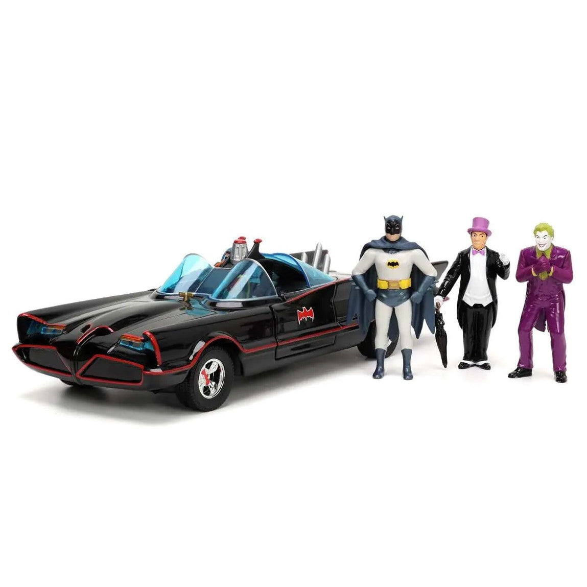 【新品即納】[MDL] (再販) HOLLYWOOD RIDESシリーズ 1/24 バットモービル バットマン/ロビン/ジョーカー/ペンギンフィギュア付(1966 クラシック TVシリーズ) 完成品 ミニカー(JADA33737) Jada Toys(ジャダトイズ)(20250131)