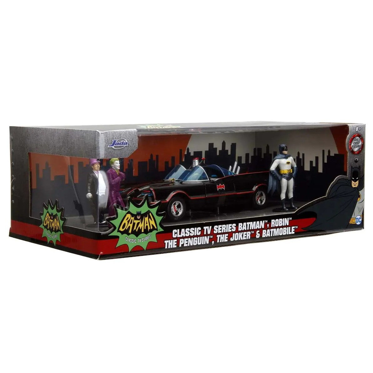 【新品即納】[MDL] (再販) HOLLYWOOD RIDESシリーズ 1/24 バットモービル バットマン/ロビン/ジョーカー/ペンギンフィギュア付(1966 クラシック TVシリーズ) 完成品 ミニカー(JADA33737) Jada Toys(ジャダトイズ)(20250131)