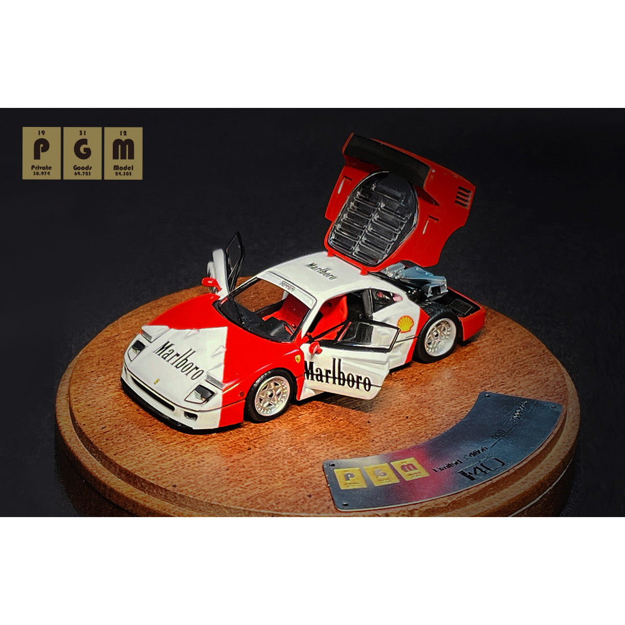 【新品即納】[MDL] 1/64 F40 White/Red -Rotating display(回転台座バージョン) 完成品 ミニカー(PGM-640903-2) PGM(プライベートグッズモデル)(20250216)