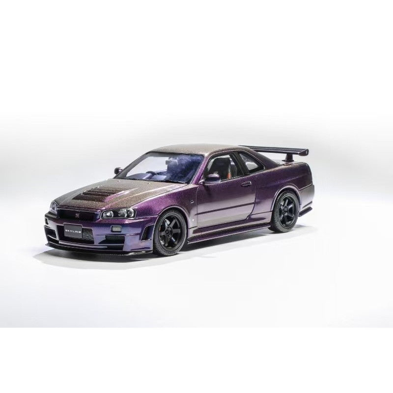 【新品即納】[MDL] 1/18 日産 スカイライン GT-R(R34) ニスモ カスタマイズ ミッドナイトパープル III 完成品 ミニカー(M83410) MOTORHELIX(モーターヘリックス)(20241231)