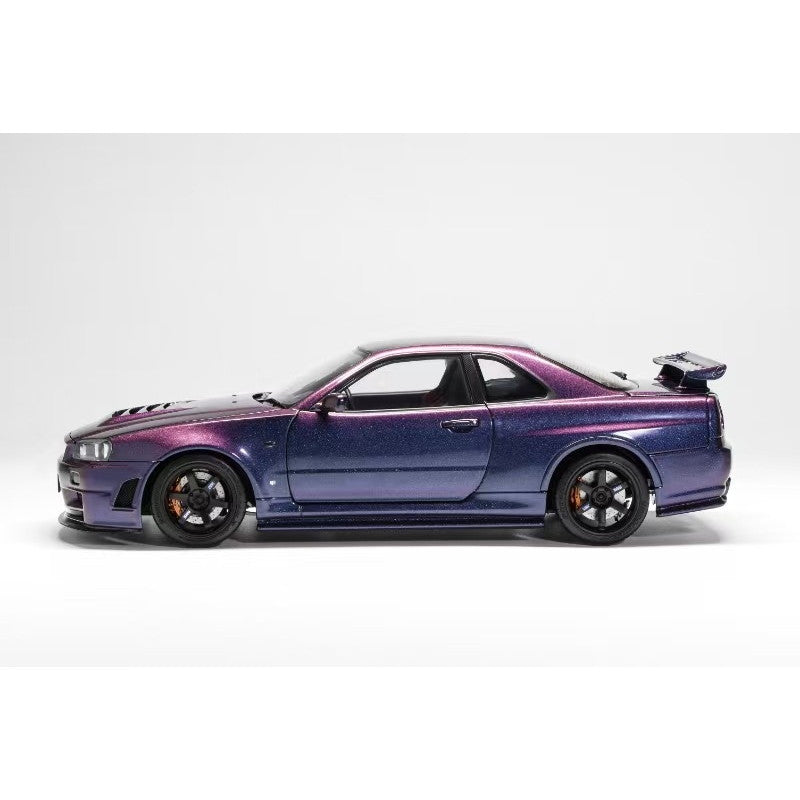 【新品即納】[MDL] 1/18 日産 スカイライン GT-R(R34) ニスモ カスタマイズ ミッドナイトパープル III 完成品 ミニカー(M83410) MOTORHELIX(モーターヘリックス)(20241231)