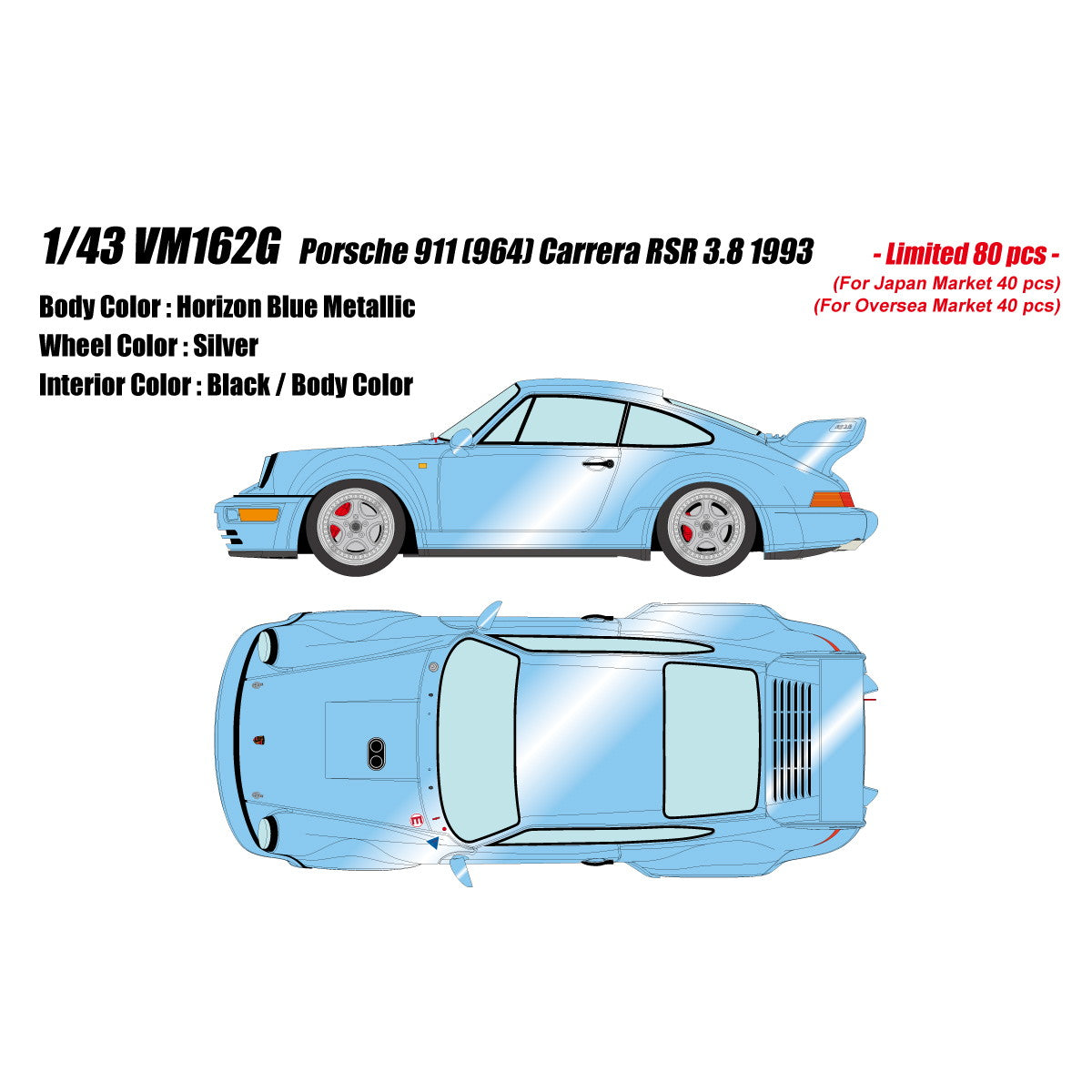 【予約安心出荷】[MDL] 1/43 Porsche 911(964) Carrera(カレラ) RSR 3.8 1993 ホライゾンブルーメタリック 完成品 ミニカー(VM162G) VISION(ヴィジョン)(2025年5月)