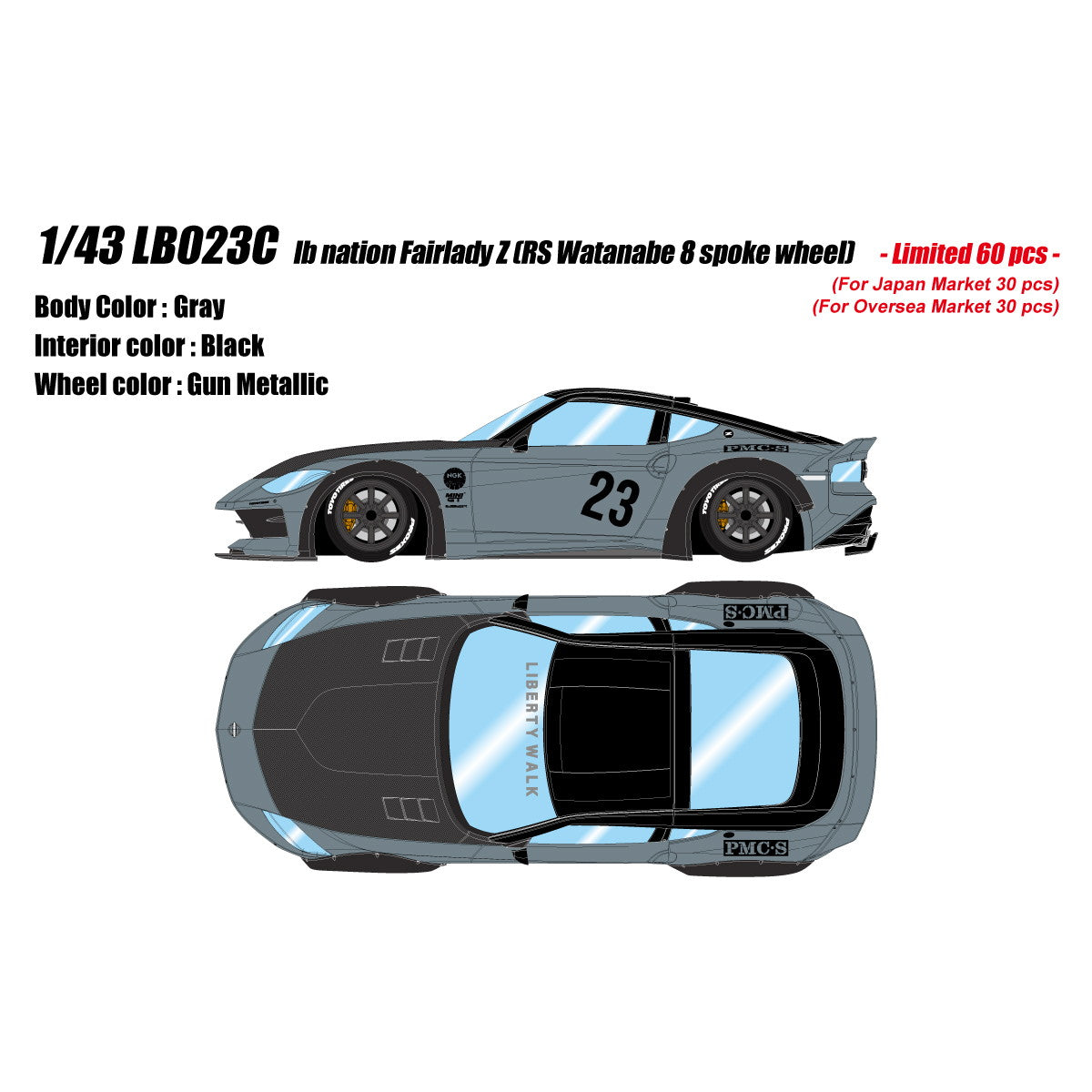 【予約安心出荷】[MDL] 1/43 lb nation Fairlady Z(フェアレディZ) RZ34 RS Watanabe 8spoke wheel グレー 完成品 ミニカー(LB023C) EIDOLON(アイドロン)(2025年5月)