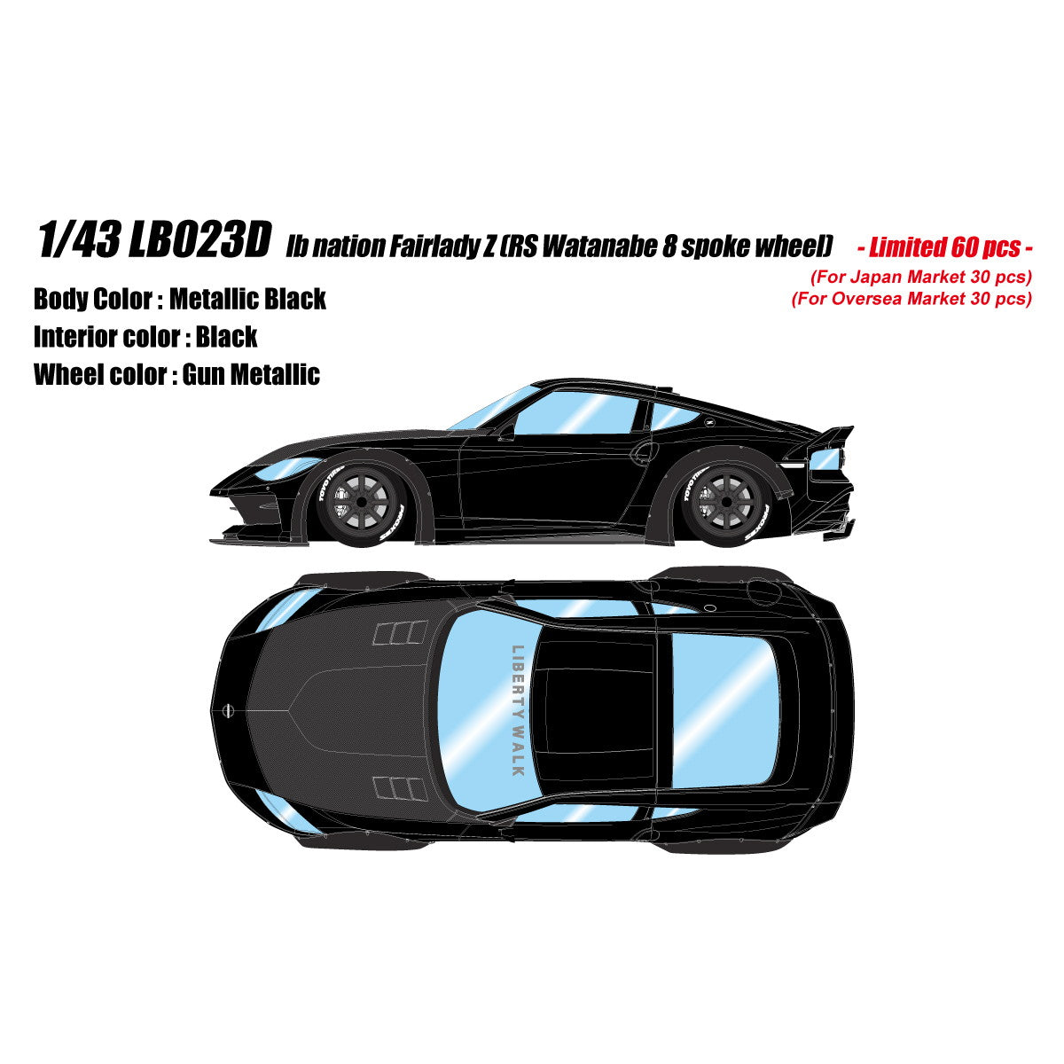 【予約安心出荷】[MDL] 1/43 lb nation Fairlady Z(フェアレディZ) RZ34 RS Watanabe 8spoke wheel ミッドナイトブラック 完成品 ミニカー(LB023D) EIDOLON(アイドロン)(2025年5月)