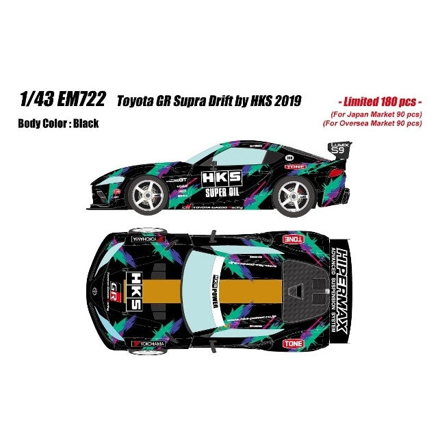 【予約安心出荷】[MDL] 1/43 Toyota(トヨタ) GR Supra(スープラ) Drift by HKS 2019 完成品 ミニカー(EM722) EIDOLON(アイドロン)(2025年6月)