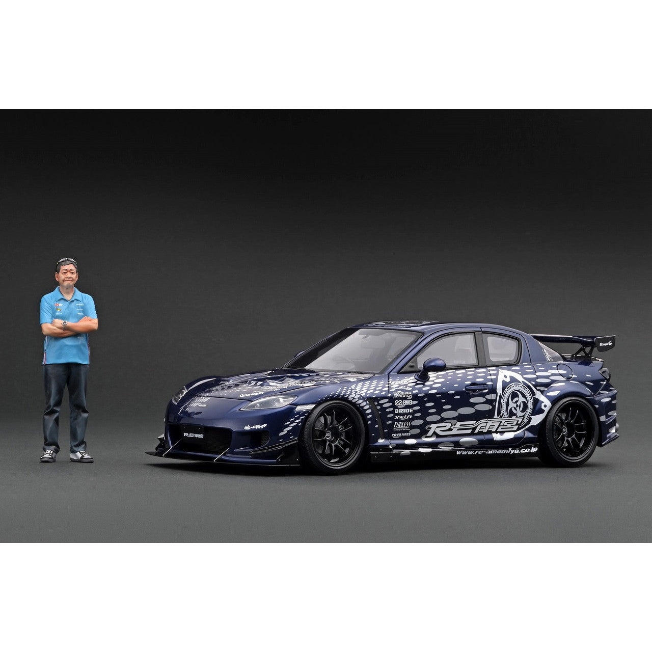 【新品即納】[MDL] (再販) 1/18 Mazda RX-8(SE3P) RE Amemiya Blue Metallic(ブルーメタリック) With Mr. Amemiya 完成品 ミニカー(IG3243) ignition model(イグニッションモデル)(20250331)