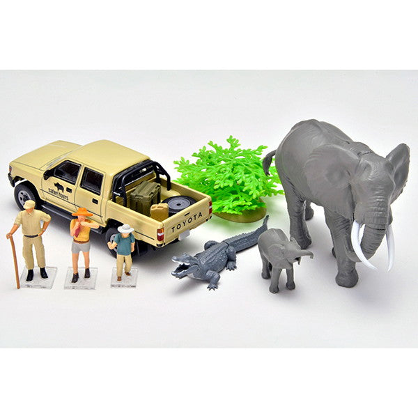 【新品即納】[MDL] 海洋堂×トミカリミテッドヴィンテージ ジオコレ64 #カースナップ29a 1/64 サファリ2(トヨタ ハイラックス4WDピックアップ ダブルキャブ付属) 完成品 ミニカー(330561) TOMYTEC(トミーテック)(20250712)