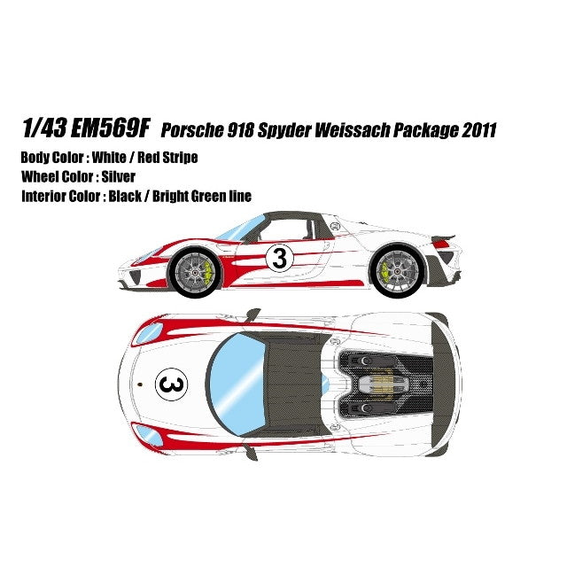 【新品即納】[MDL] EIDOLON COLLECTION(アイドロンコレクション) 1/43 Porsche 918 Spyder(ポルシェ 918 スパイダー) weissach package 2011 ホワイト×レッドザルツブルグストライプ 完成品 ミニカー(EM569F) アイドロン(EIDOLON)(20250731)