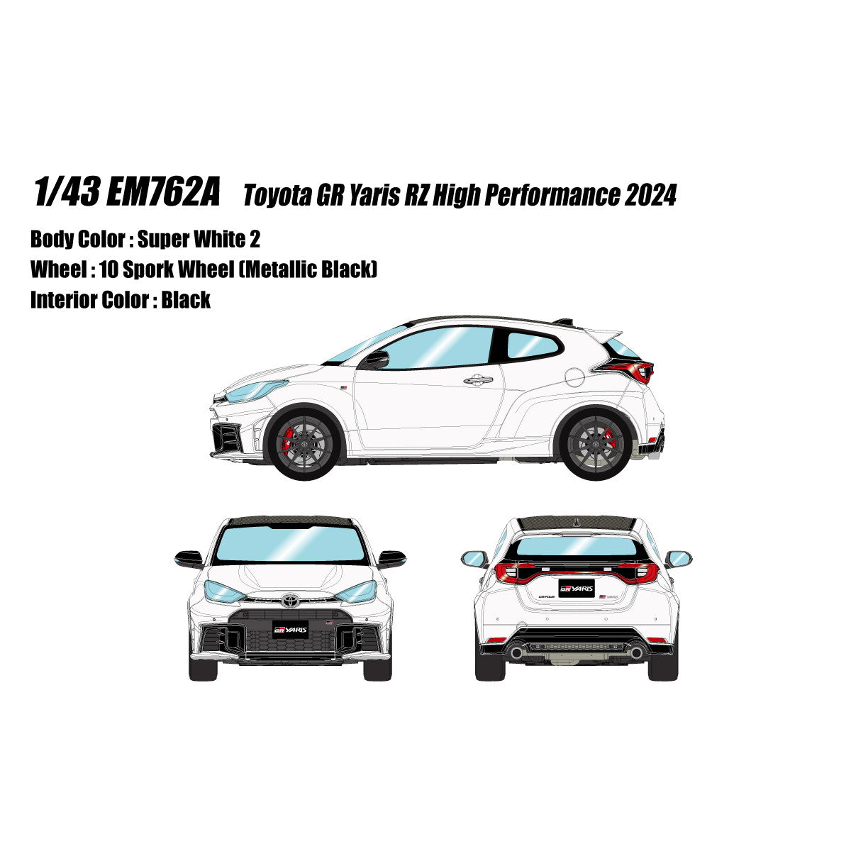 【新品即納】[MDL] 1/43 Toyota GR Yaris RZ High Performance 2024 スーパーホワイト2 完成品 ミニカー(EM762A) アイドロン(EIDOLON)(20250731)