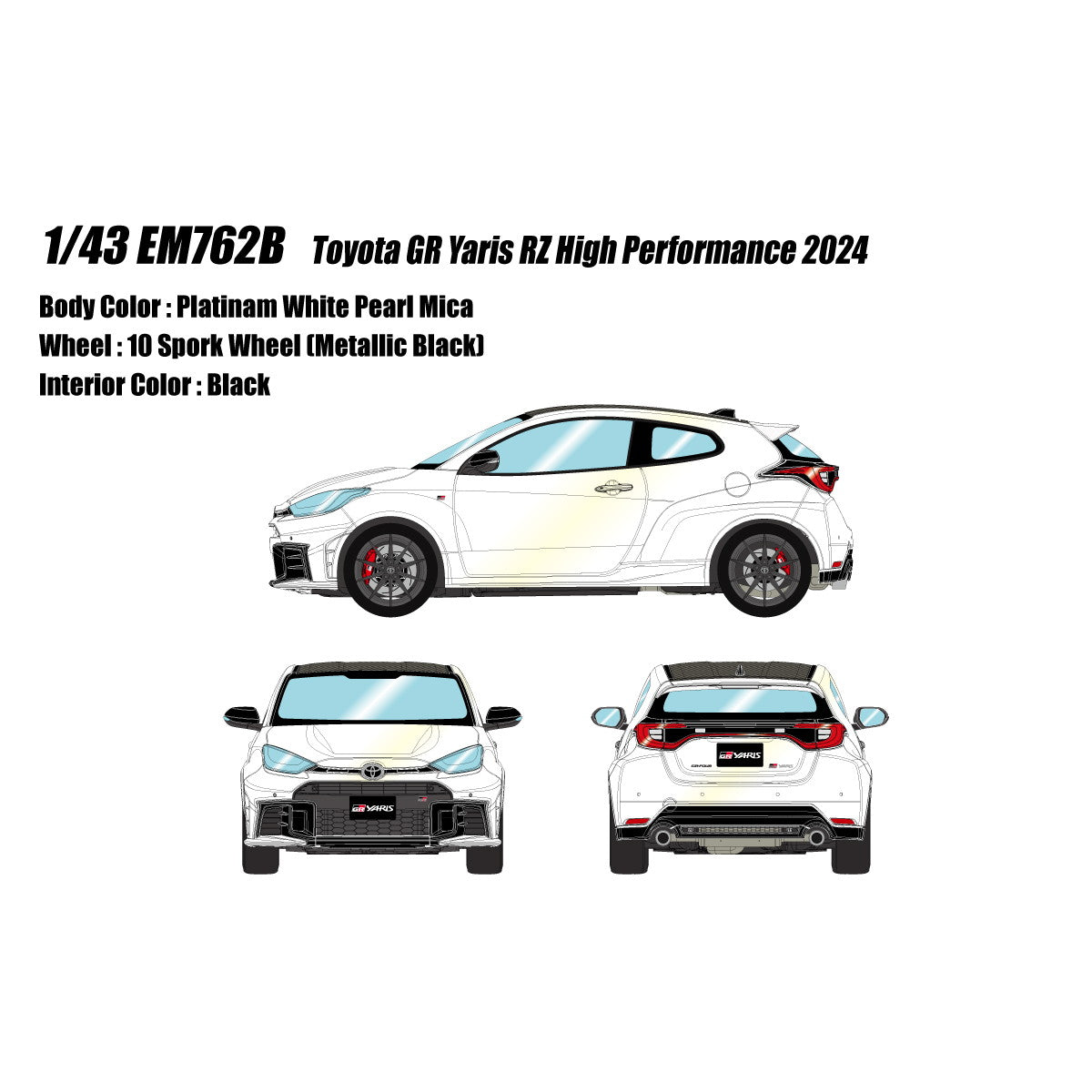 【新品即納】[MDL] 1/43 Toyota GR Yaris RZ High Performance 2024 プラチナムホワイトパールマイカ 完成品 ミニカー(EM762B) アイドロン(EIDOLON)(20250731)
