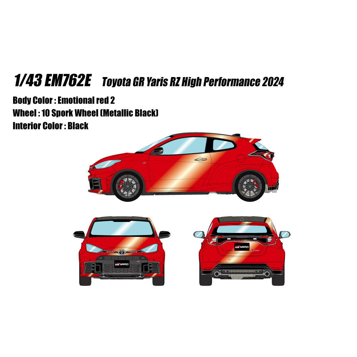 【新品即納】[MDL] 1/43 Toyota GR Yaris RZ High Performance 2024 エモーショナルレッド2 完成品 ミニカー(EM762E) アイドロン(EIDOLON)(20250731)