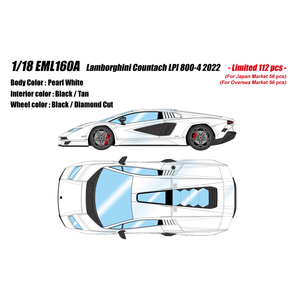 【予約安心出荷】[MDL] 1/18 Lamborghini Countach LPI 800-4 2022 パールホワイト 完成品 ミニカー(EML160A) アイドロン(EIDOLON)(2025年9月)