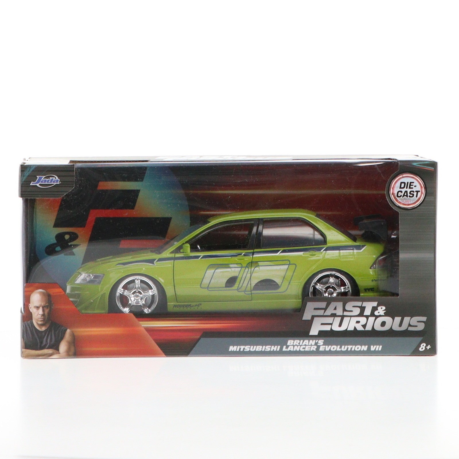 【中古即納】[MDL] 1/24 BRIAN'S MITSUBISHI LANCER EVOLUTION(ランサーエボリューション) VII(イエローグリーン) ワイルド・スピード 完成品 ミニカー(99788) Jada Toys(ジャダトイズ)(20181231)