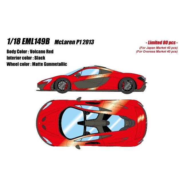 【予約安心出荷】[MDL] 1/18 McLaren(マクラーレン) P1 2013 ボルケーノレッド 完成品 ミニカー(EML149B) EIDOLON(アイドロン)(2025年10月)
