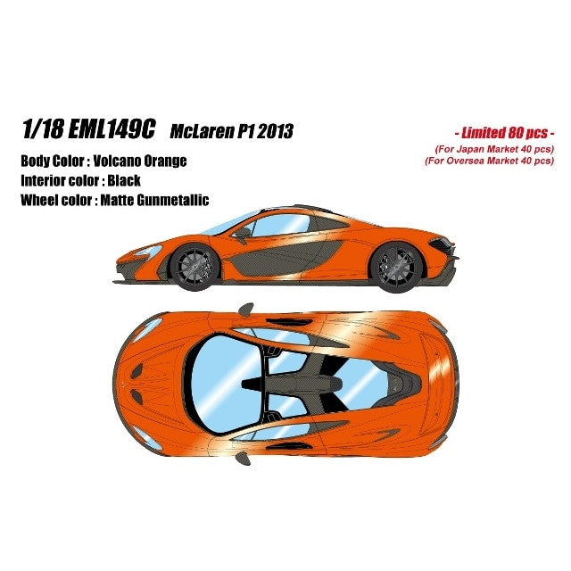 【予約安心出荷】[MDL] 1/18 McLaren(マクラーレン) P1 2013 ボルケーノオレンジ 完成品 ミニカー(EML149C) EIDOLON(アイドロン)(2025年10月)
