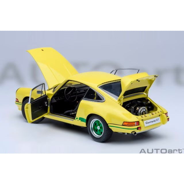 【新品即納】[MDL] オートアート・コンポジットモデルシリーズ 1/18 ポルシェ 911 カレラ 2.7 RS(ライトイエロー×グリーン・ストライプ) 完成品 ミニカー(78033) AUTOart(オートアート)(20250531)