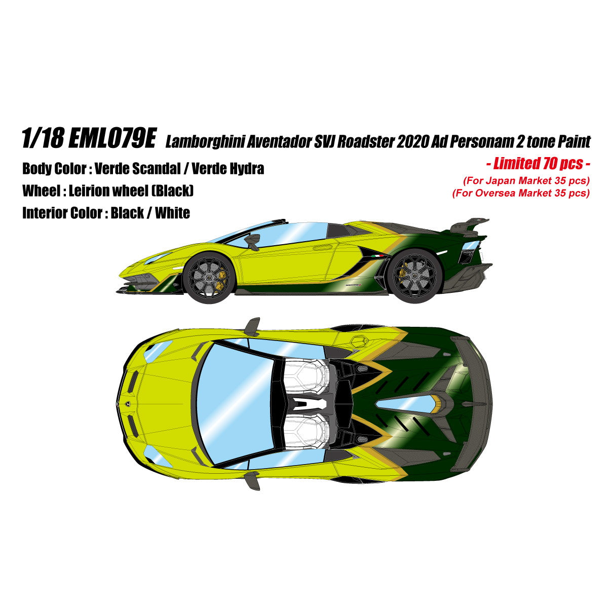 【予約安心出荷】[MDL] 1/18 Lamborghini Aventador SVJ Roadster 2020 Ad Personam 2 tone paint(ランボルギーニ アヴェンタドール SVJ ロードスター アドペルソナム 2トーンペイント) 完成品 ミニカー(EML079E) EIDOLON(2025年11月)