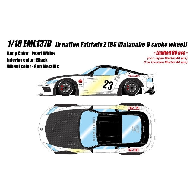 【予約安心出荷】[MDL] 1/18 lb nation Fairlady Z(フェアレディZ)(RZ34) RS Watanabe 8spoke wheel(パールホワイト) 完成品 ミニカー(EML137B) EIDOLON(アイドロン)(2025年12月)