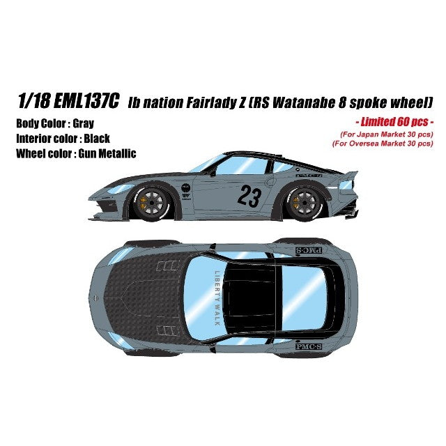 【予約安心出荷】[MDL] 1/18 lb nation Fairlady Z(フェアレディZ)(RZ34) RS Watanabe 8spoke wheel(グレー) 完成品 ミニカー(EML137C) EIDOLON(アイドロン)(2025年12月)