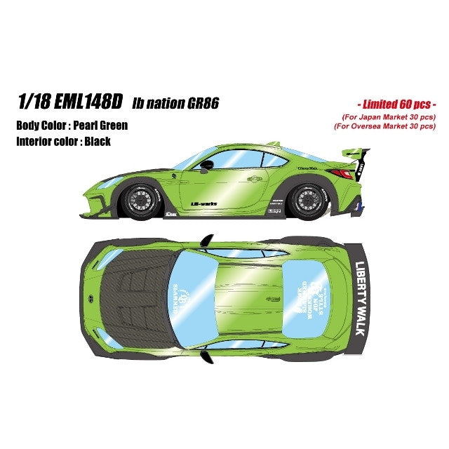 【予約安心出荷】[MDL] 1/18 lb nation GR86 パールグリーン 完成品 ミニカー(EML148D) EIDOLON(アイドロン)(2025年12月)