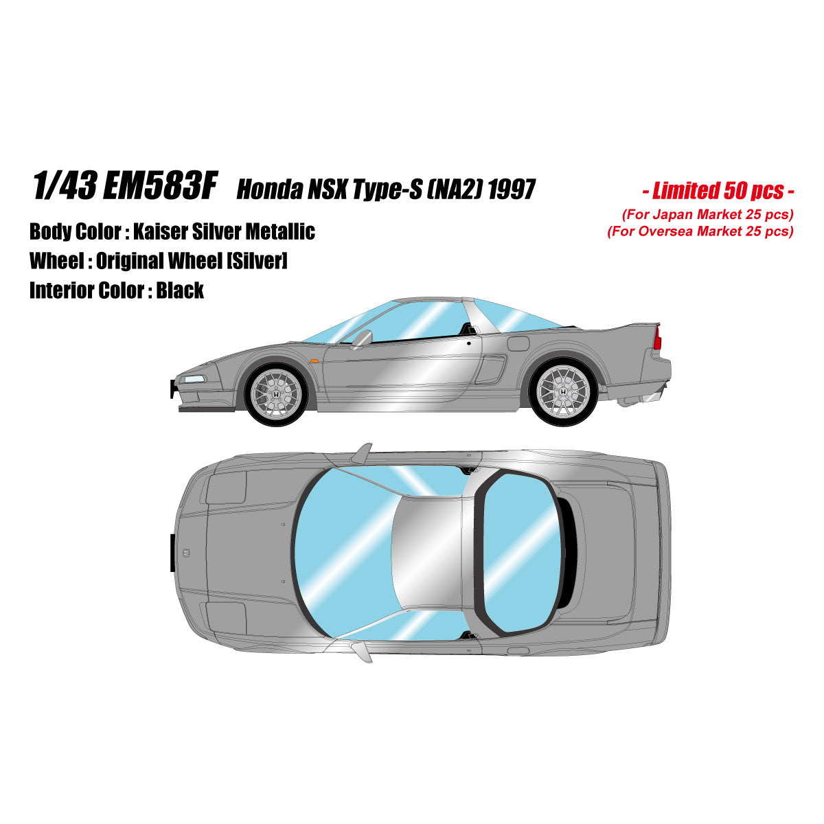 【予約安心出荷】[MDL] 1/43 Honda NSX type S (NA2) 1997 カイザーシルバーメタリック 完成品 ミニカー(EM583F) EIDOLON(アイドロン)(2025年12月)