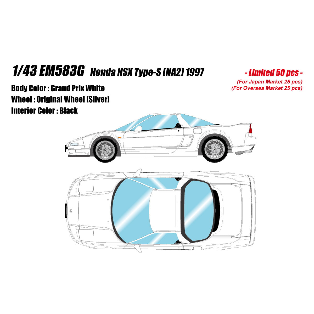 【予約安心出荷】[MDL] 1/43 Honda NSX type S (NA2) 1997 グランプリホワイト 完成品 ミニカー(EM583G) EIDOLON(アイドロン)(2025年12月)