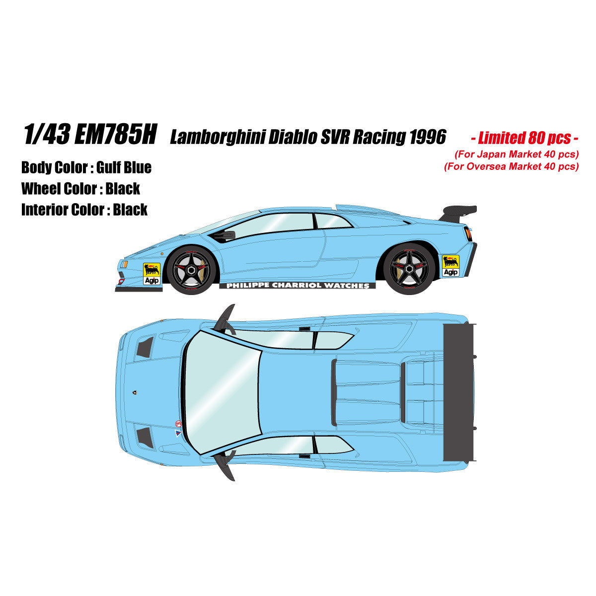 【予約安心出荷】[MDL] 1/43 Lamborghini Diablo(ランボルギーニ ディアブロ) SVR Racing 1996 ガルフブルー 完成品 ミニカー(EM785H) EIDOLON(アイドロン)(2025年12月)