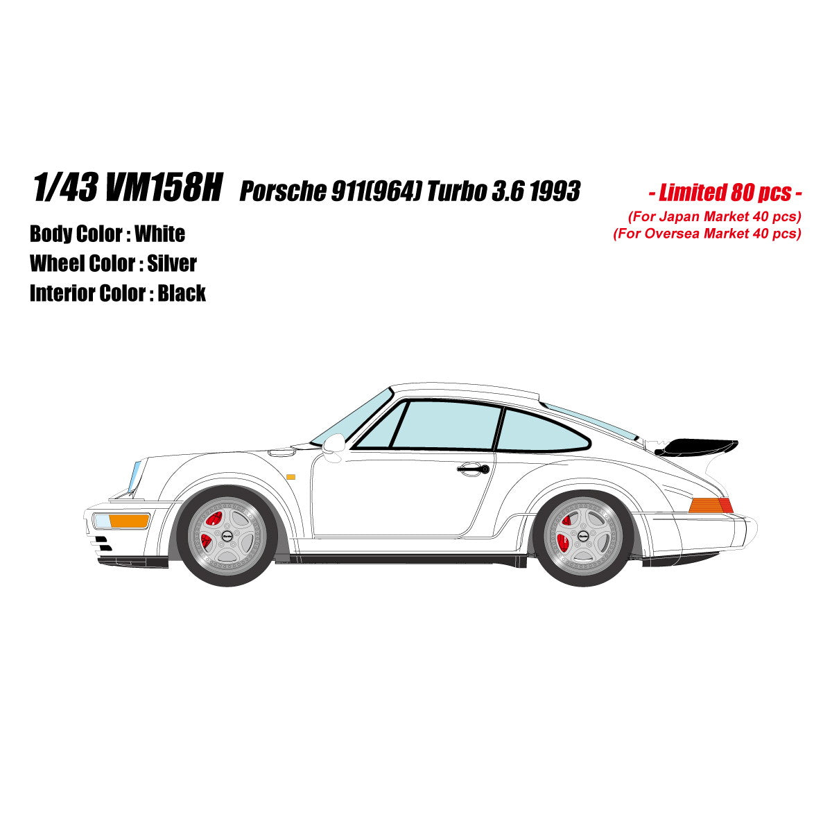 【予約安心出荷】[MDL] 1/43 Porsche(ポルシェ) 911(964) Turbo 3.6 1993 ホワイト 完成品 ミニカー(VM158H) VISION(ヴィジョン)(2025年12月)