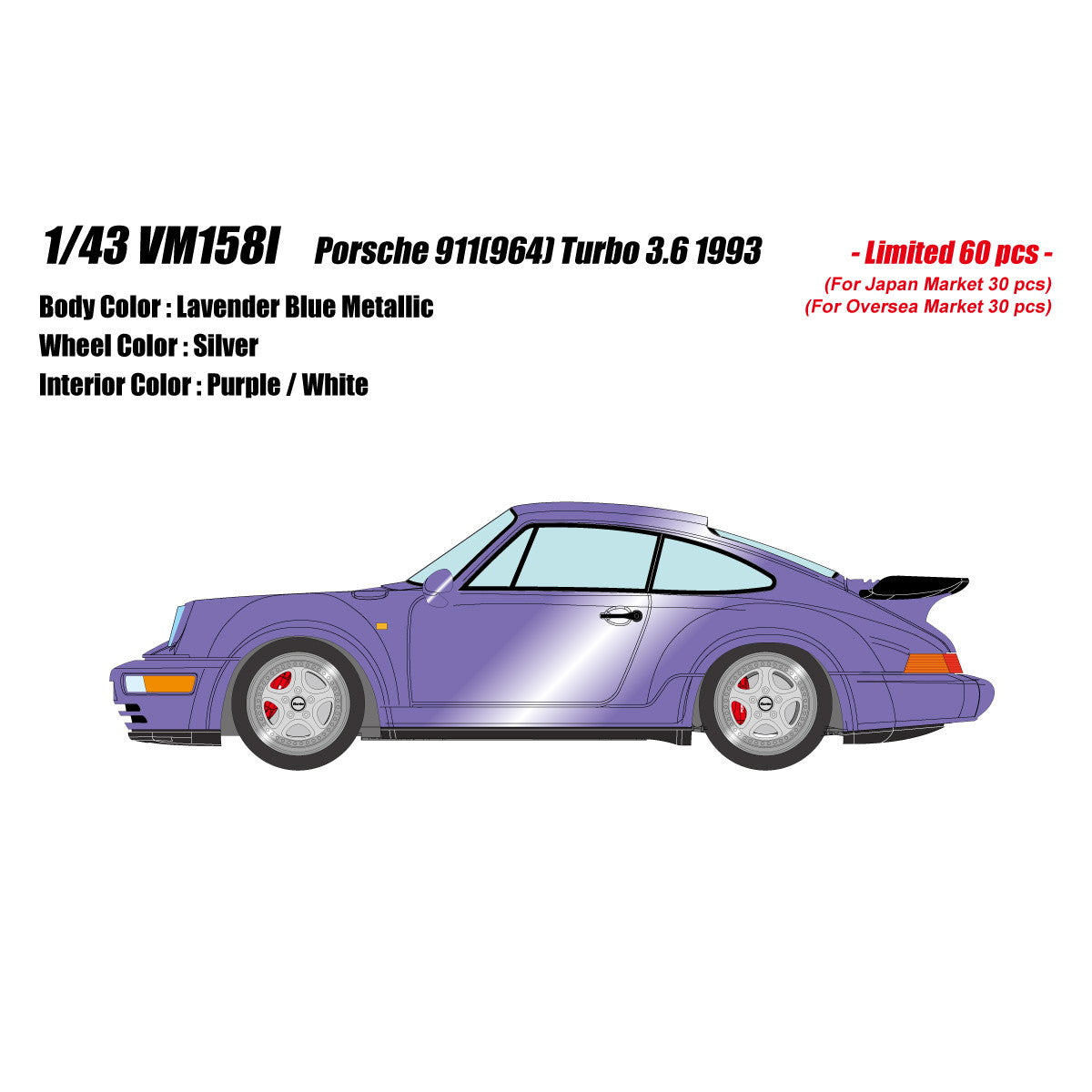 【予約安心出荷】[MDL] 1/43 Porsche(ポルシェ) 911(964) Turbo 3.6 1993 ラベンダーブルーメタリック 完成品 ミニカー(VM158I) VISION(ヴィジョン)(2025年12月)