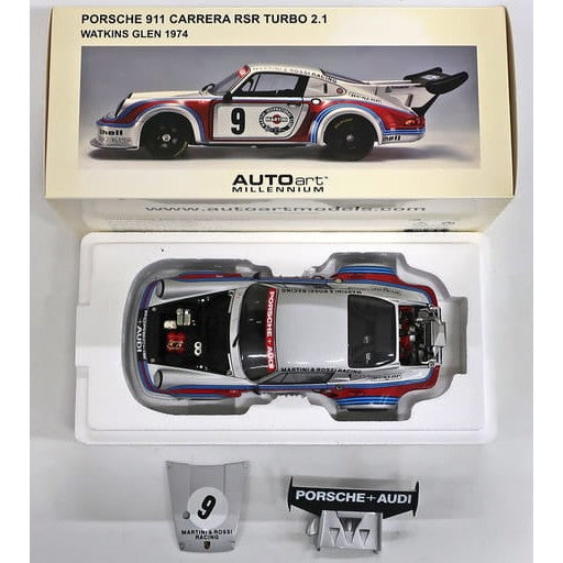 【中古即納】[MDL] MILLENNIUM 1/18 PORSCHE 911 CARRERA RSR TURBO 2.1 WATKINS GLEN 1974 MARTINI #9(ホワイト×レッド×ブルー) 完成品 ミニカー(87475) AUTOart(オートアート)(20070520)