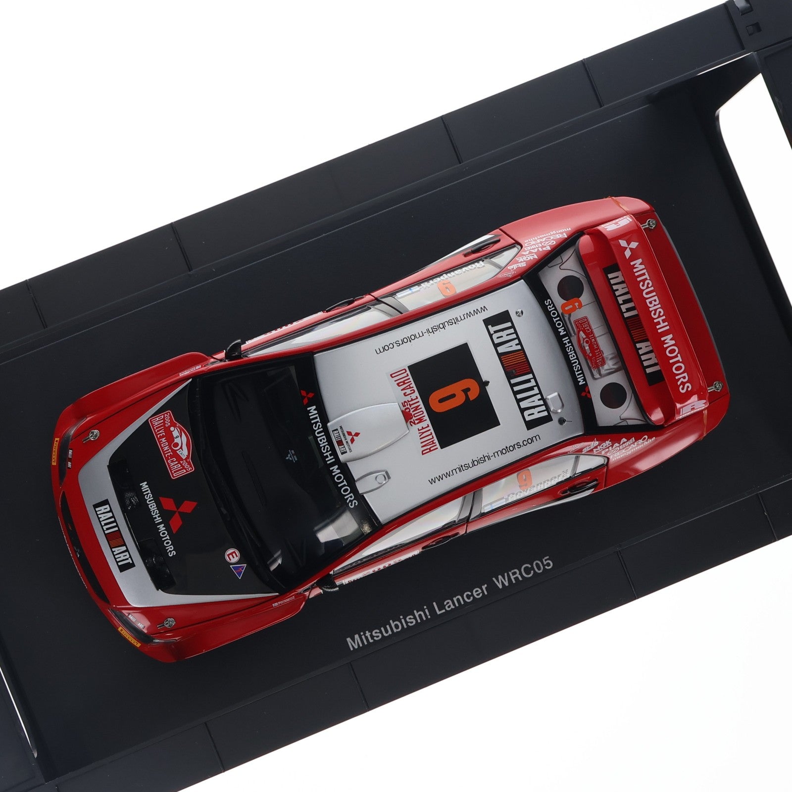 【中古即納】[MDL] RACING DIVISION 1/18 MITSUBISHI LANCER WRC05 RALLY OF MONTE CARLO NGK #9(レッド×シルバー) 完成品 ミニカー(80540) AutoArt(オートアート)(20071110)