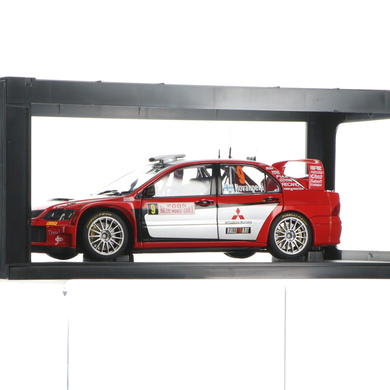 【中古即納】[MDL] RACING DIVISION 1/18 MITSUBISHI LANCER WRC05 RALLY OF MONTE CARLO NGK #9(レッド×シルバー) 完成品 ミニカー(80540) AutoArt(オートアート)(20071110)