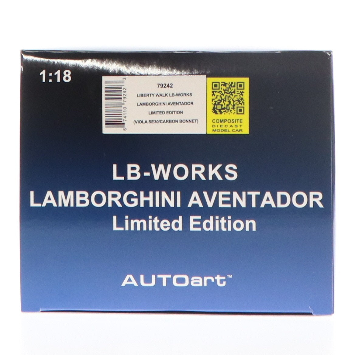 【中古即納】[MDL] 1/18 リバティーウォーク LB-WORKS ランボルギーニ アヴェンタドール リミテッドエディション(メタリック・パープル<VIOLA SE30>×カーボンブラック・ボンネット) 完成品 ミニカー(79242) AutoArt(オートアート)(20220827)