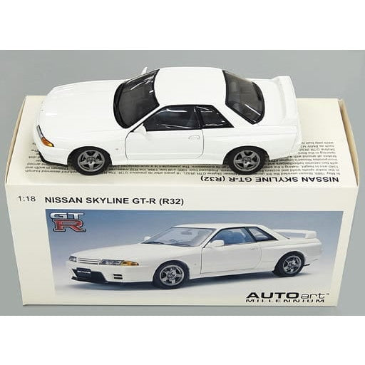 【中古即納】[MDL] MILLENNIUM 1/18 NISSAN SKYLINE GT-R(R32)(クリスタルホワイト) 完成品 ミニカー(77342) AutoArt(オートアート)(20050831)