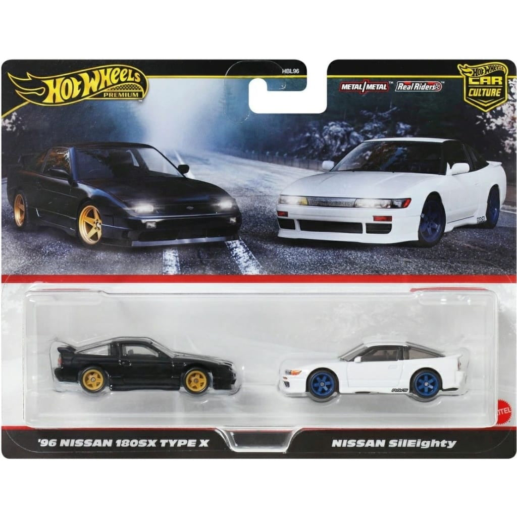 【中古即納】[MDL] Hot Wheels PREMIUM CAR CULTURE(ホットウィール プレミアム カーカルチャー) 1/64 プレミアム 2パック '96 日産 180SX タイプX/日産 シルエイティ 完成品 ミニカー(JBK96-9866) マテル(20250208)