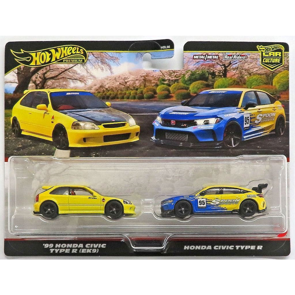 【中古即納】[MDL] Hot Wheels(ホットウィール) プレミアム 2パック 1/64 99 ホンダ シビック タイプR(EK9)/ホンダ シビック タイプR 完成品 ミニカー(JBL00-9866) マテル(20250531)
