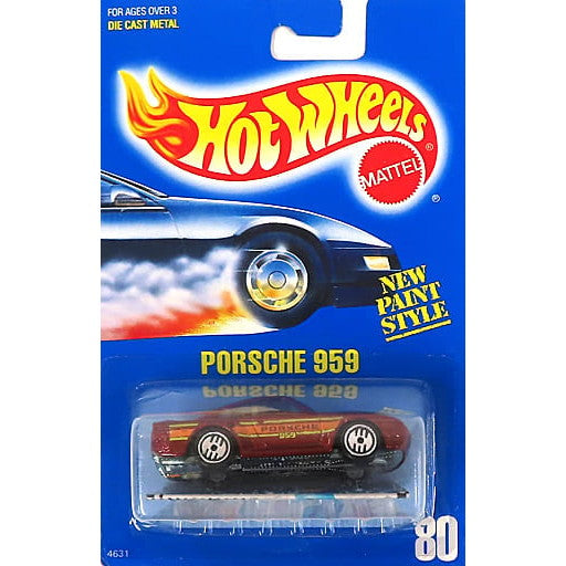 【中古即納】[MDL] Hot Wheels(ホットウィール) 1/64 PORSHE(ポルシェ) 959(レッド) 完成品 ミニカー(4631) マテル(19991231)