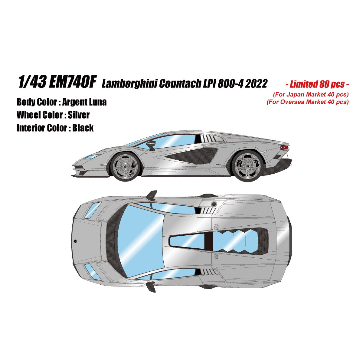 【予約安心出荷】[MDL] EIDOLON COLLECTION(アイドロンコレクション) 1/43 Lamborghini Countach(ランボルギーニ カウンタック) LPI 800-4 2022 アルジェントルナ 完成品 ミニカー(EM740F) EIDOLON(アイドロン)(2026年3月)