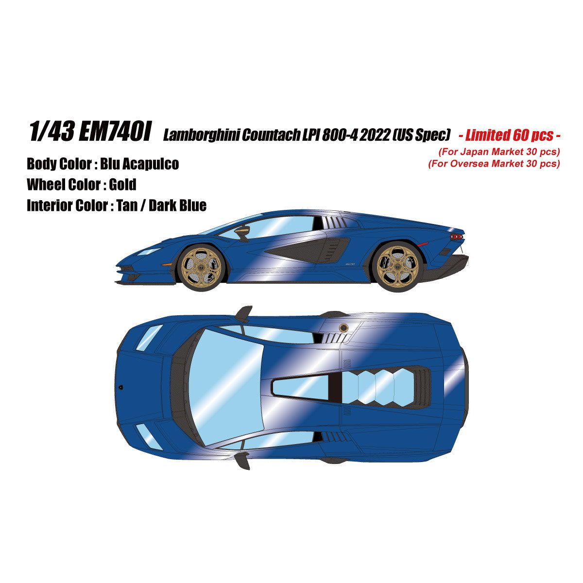 【予約安心出荷】[MDL] EIDOLON COLLECTION(アイドロンコレクション) 1/43 Lamborghini Countach(ランボルギーニ カウンタック) LPI 800-4 2022 ブルーアカプルコ 完成品 ミニカー(EM740I) EIDOLON(アイドロン)(2026年3月)