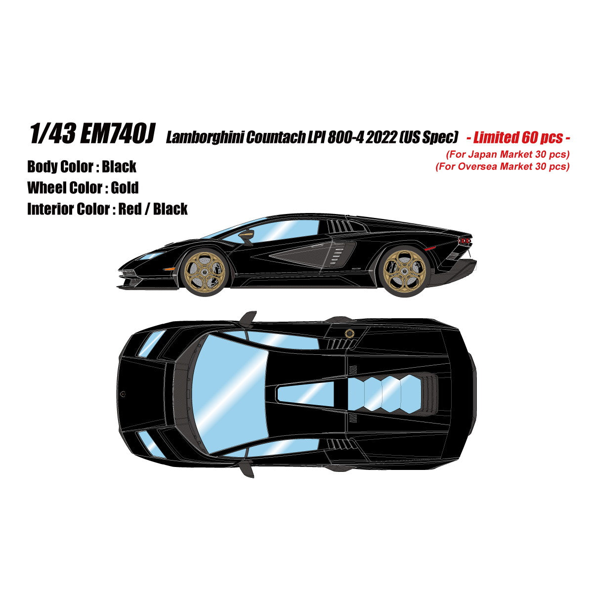 【予約安心出荷】[MDL] EIDOLON COLLECTION(アイドロンコレクション) 1/43 Lamborghini Countach(ランボルギーニ カウンタック) LPI 800-4 2022 ブラック 完成品 ミニカー(EM740J) EIDOLON(アイドロン)(2026年3月)