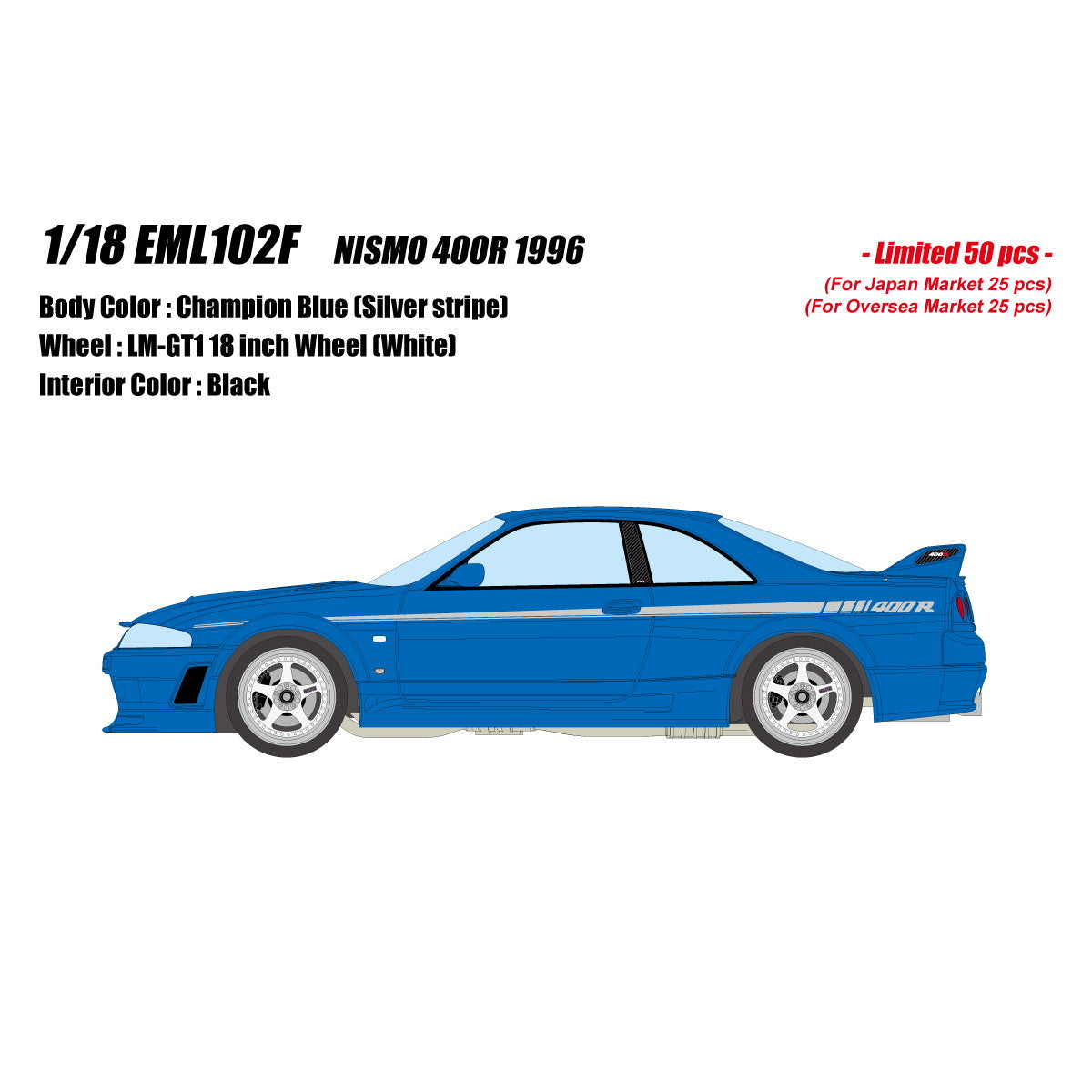 【予約安心出荷】[MDL] 1/18 NISMO(ニスモ) 400R 1996 チャンピオンブルー 完成品 ミニカー(EML102F) EIDOLON(アイドロン)(2026年3月)
