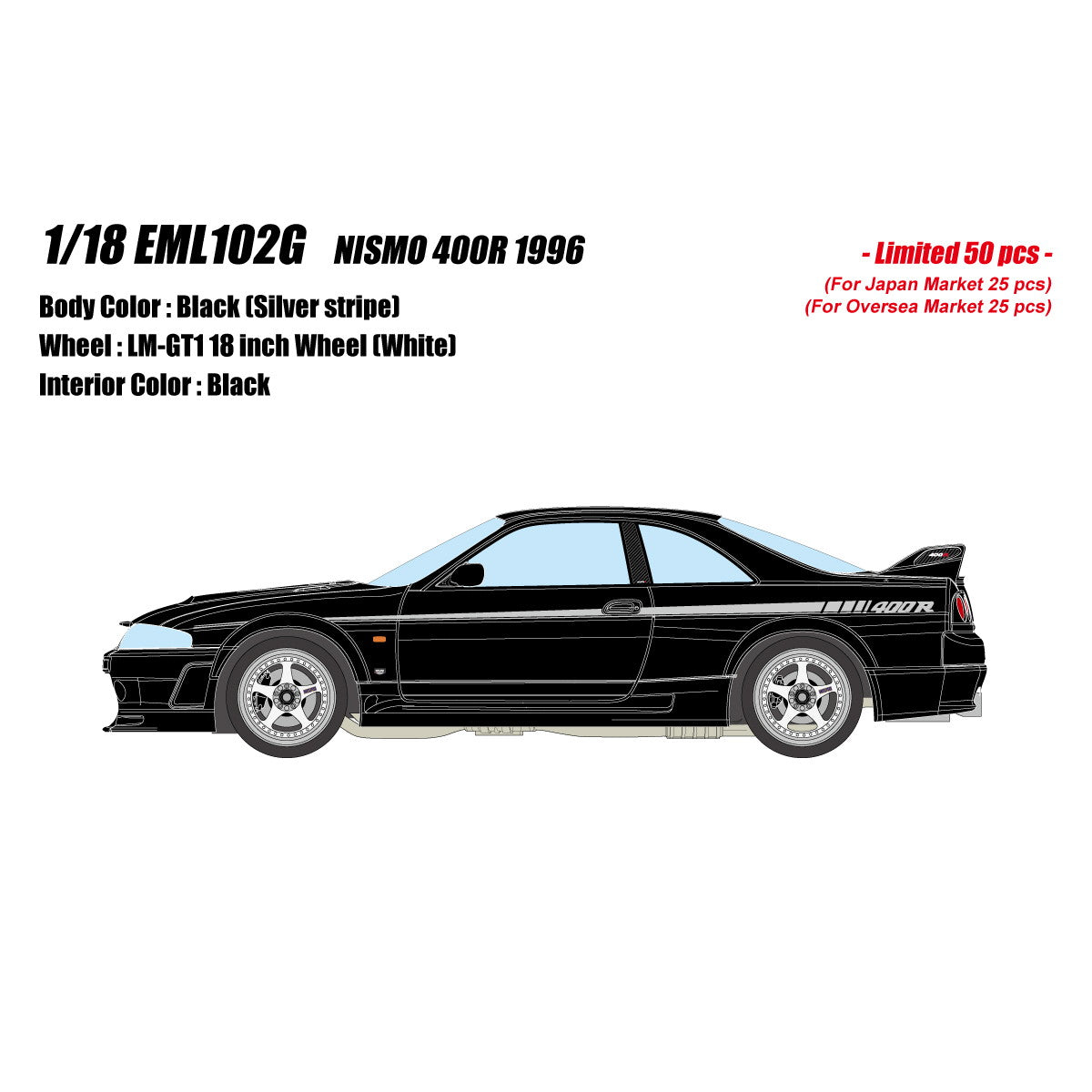 【予約安心出荷】[MDL] 1/18 NISMO(ニスモ) 400R 1996 ブラック 完成品 ミニカー(EML102G) EIDOLON(アイドロン)(2026年3月)