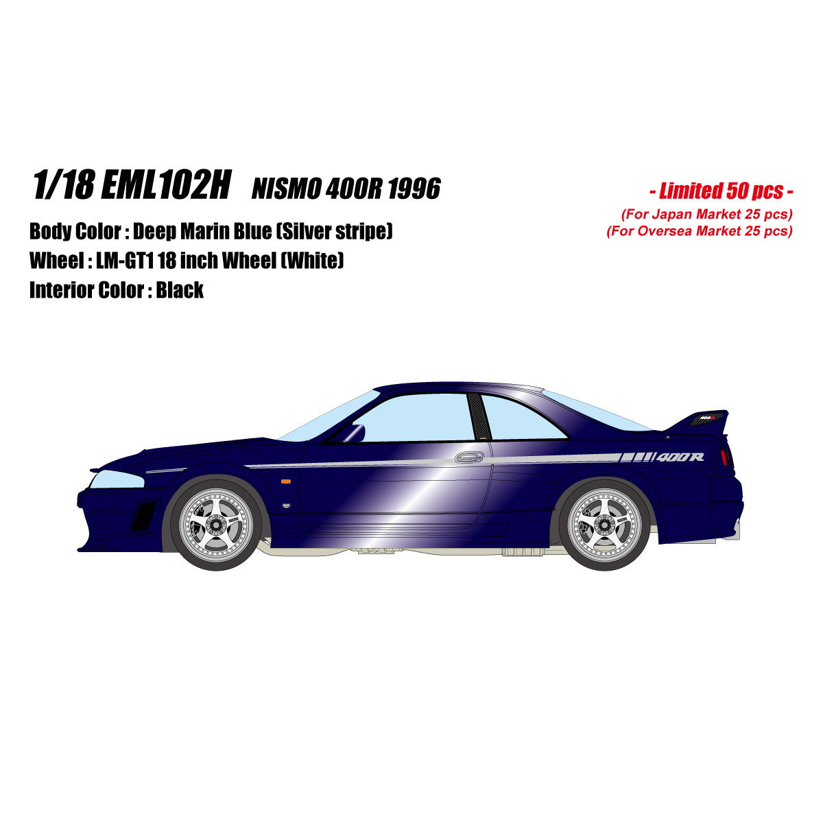 【予約安心出荷】[MDL] 1/18 NISMO(ニスモ) 400R 1996 ディープマリンブルー 完成品 ミニカー(EML102H) EIDOLON(アイドロン)(2026年3月)