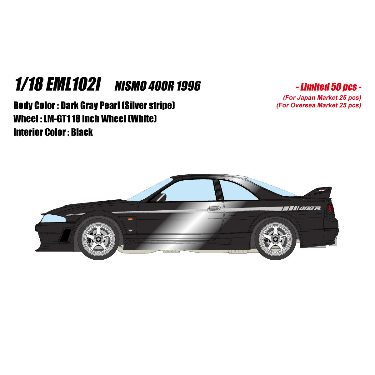 【予約安心出荷】[MDL] 1/18 NISMO(ニスモ) 400R 1996 ダークグレーパール 完成品 ミニカー(EML102I) EIDOLON(アイドロン)(2026年3月)