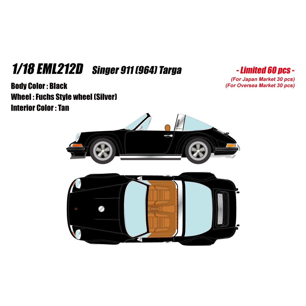 【予約安心出荷】[MDL] 1/18 Singer 911(964) Targa(シンガー 911(964) タルガ) ブラック 完成品 ミニカー(EML212D) EIDOLON(アイドロン)(2026年3月)