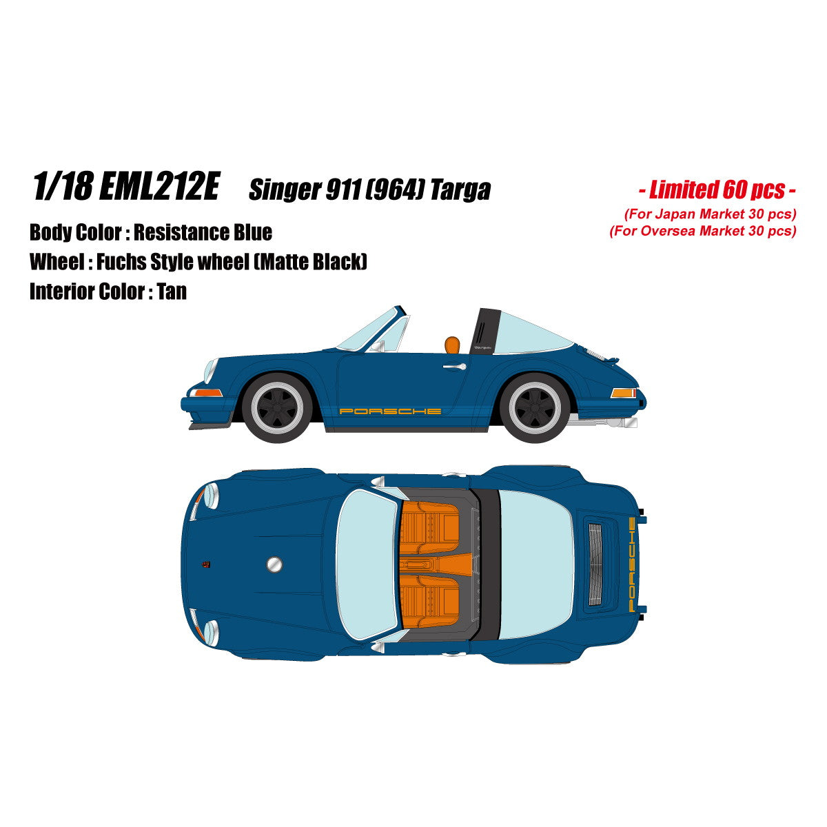 【予約安心出荷】[MDL] 1/18 Singer 911(964) Targa(シンガー 911(964) タルガ) レジスタンスブルー 完成品 ミニカー(EML212E) EIDOLON(アイドロン)(2026年3月)