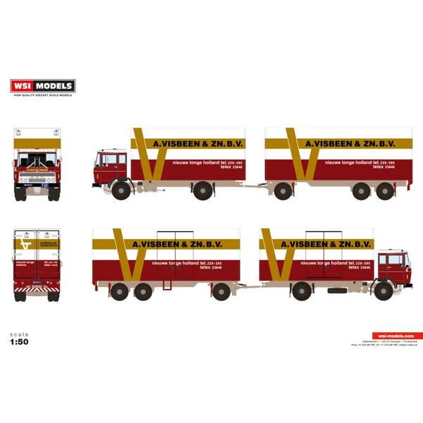 【予約安心出荷】[MDL] 1/50 Visbeen DAF 2600 RIGED BOX TRUCK 4X2 RIGED BOX DRAWBAR TURNTABLE TRAILER - 5 AXLE 完成品 ミニカー(01-4823) WSI MODELS(2026年5月)