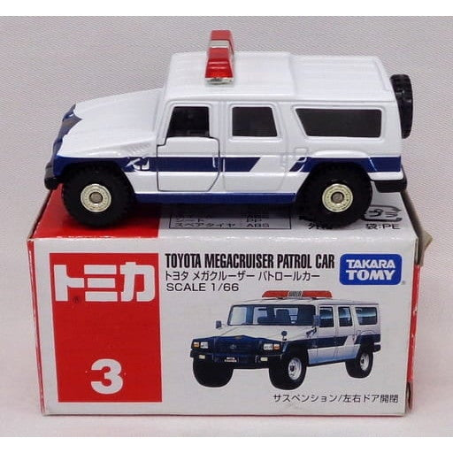【中古即納】[MDL] トミカ No.3 1/66 メガクルーザー パトロールカー(ホワイト×ブルー/赤箱/ベトナム製) 完成品 ミニカー タカラトミー(19991231)