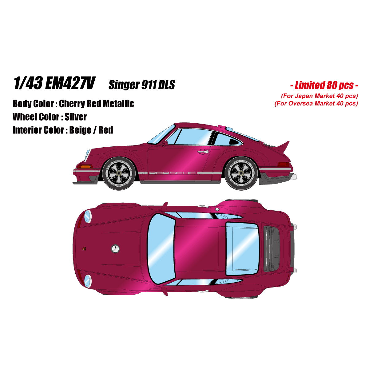 【予約安心出荷】[MDL] 1/43 Singer(シンガー) 911 DLS チェリーレッドメタリック 完成品 ミニカー(EM427V) EIDOLON(アイドロン)(2026年3月)